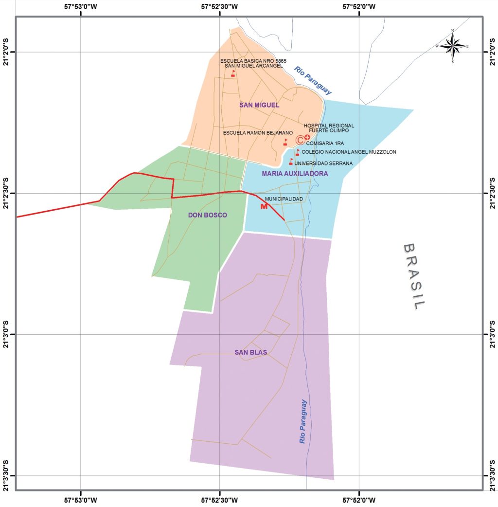 Plano de la ciudad de Fuerte Olimpo.