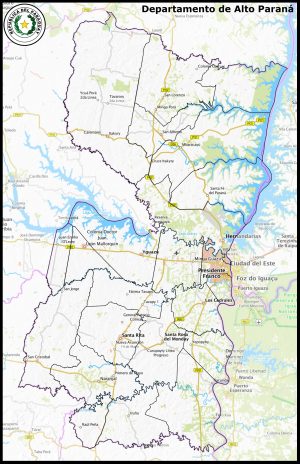 Mapa del departamento de Alto Paraná