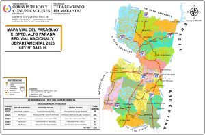 Mapa de carreteras del departamento de Alto Paraná