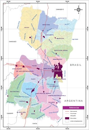 Mapa político del departamento de Alto Paraná