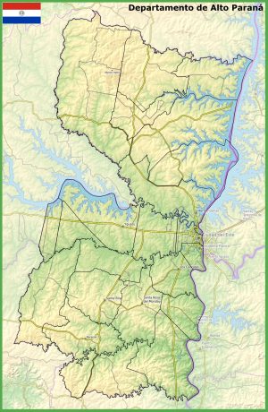 Mapa físico del departamento de Alto Paraná