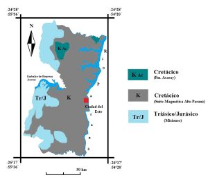 Mapa geológico del departamento de Alto Paraná