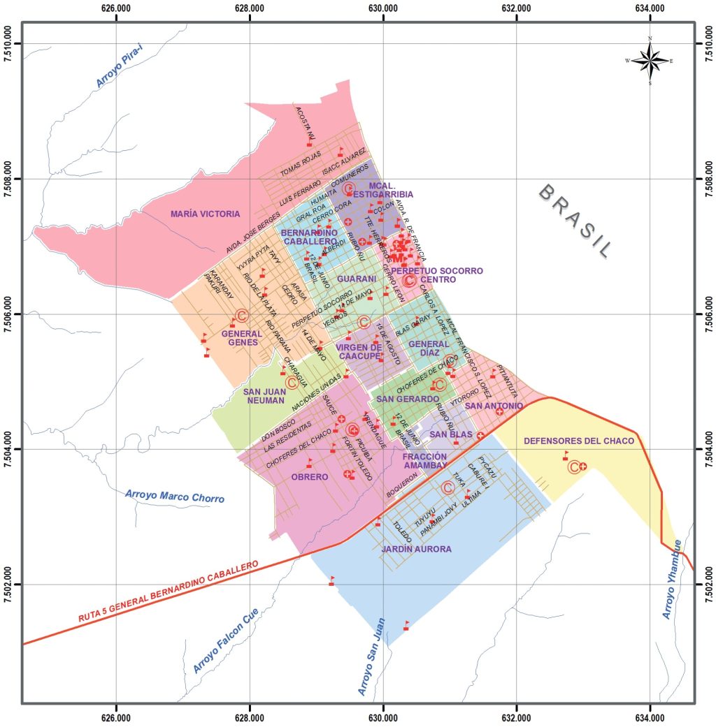 Plano de la ciudad de Pedro Juan Caballero.