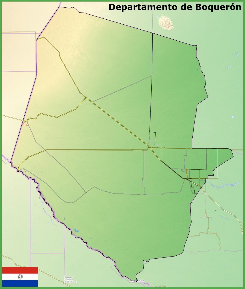 Mapa físico del departamento de Boquerón.