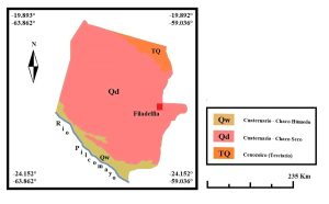 Mapa geológico del departamento de Boquerón