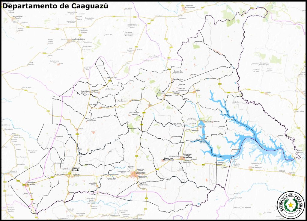 Mapa del departamento de Caaguazú.