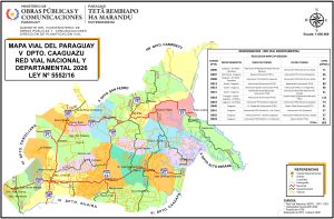 Mapa de carreteras del departamento de Caaguazú