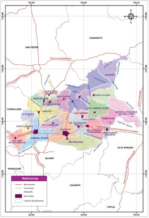 Mapa político del departamento de Caaguazú