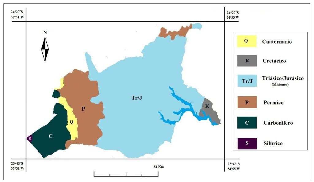 Mapa geológico del departamento de Caaguazú.