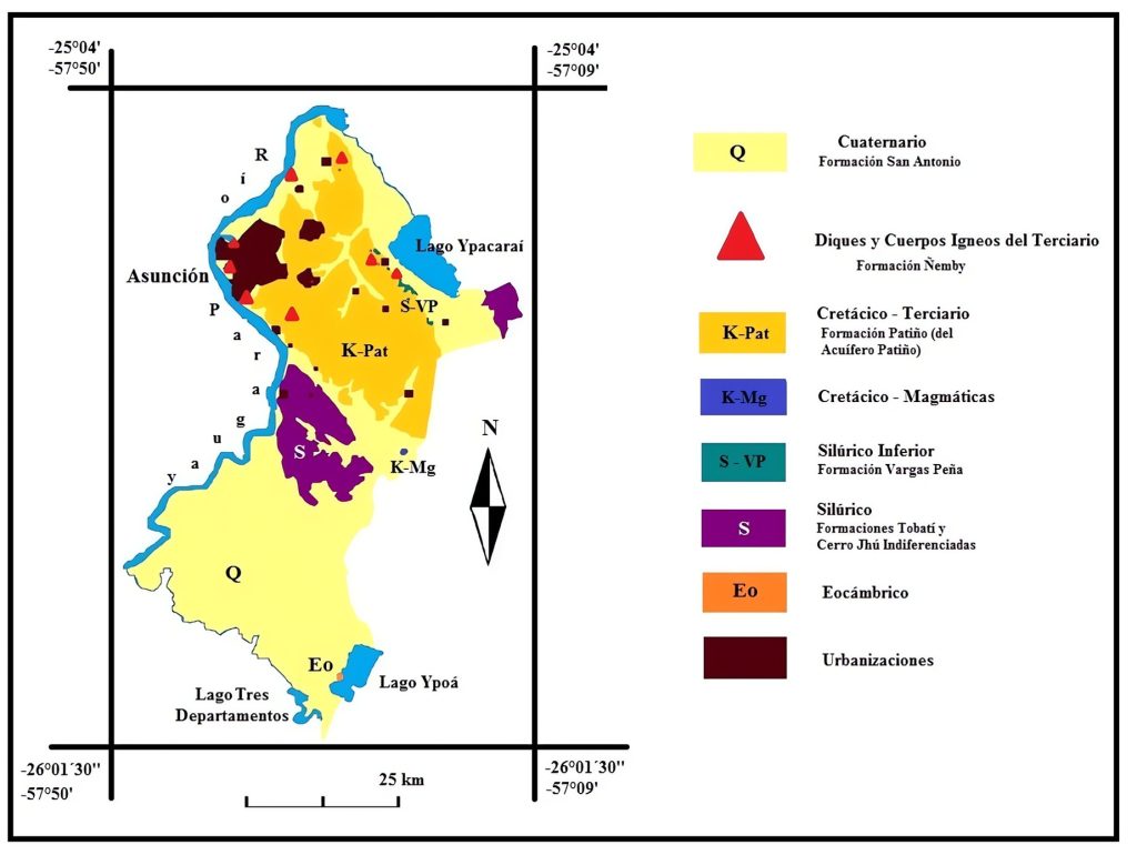 Mapa geológico del departamento Central (Paraguay).