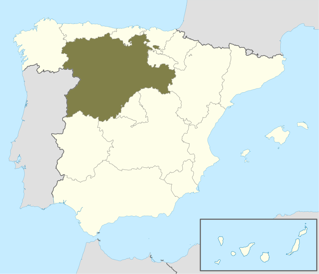 Mapa de ubicación de Castilla y León.