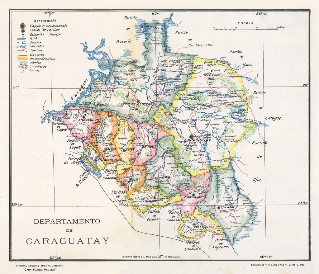 Mapa del departamento de Caraguatay de 1920.