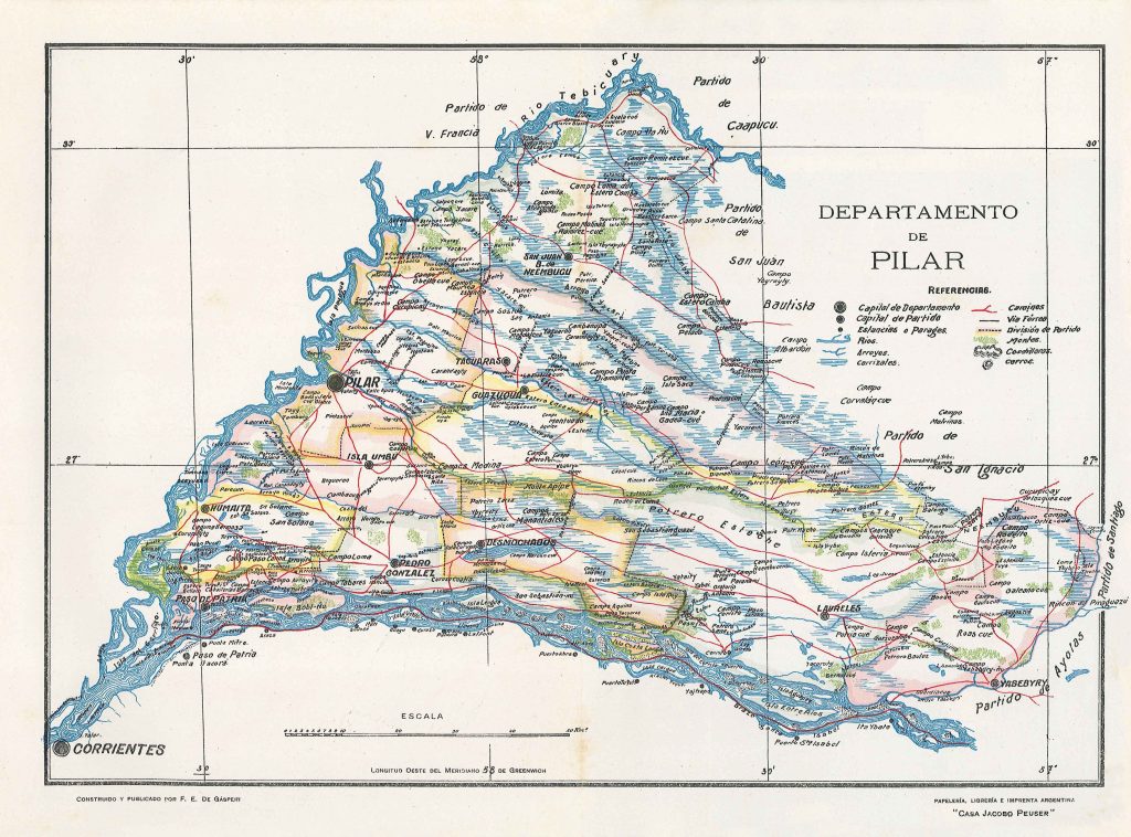 Mapa del departamento de Pilar de 1920.