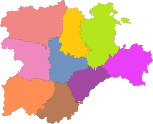 Mapa mudo de las provincias de Castilla y León.