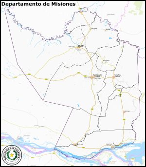 Mapa del departamento de Misiones (Paraguay)