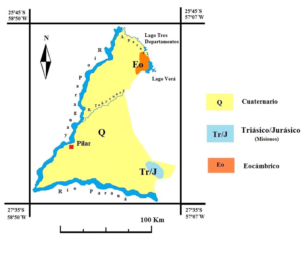 Mapa geológico del departamento de Ñeembucú.