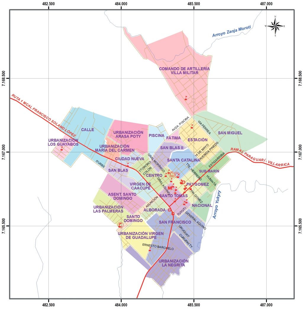 Plano de la ciudad de Paraguarí.