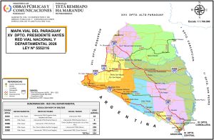 Mapa de carreteras del departamento de Presidente Hayes