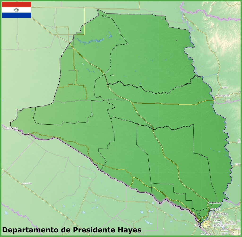 Mapa físico del departamento de Presidente Hayes.
