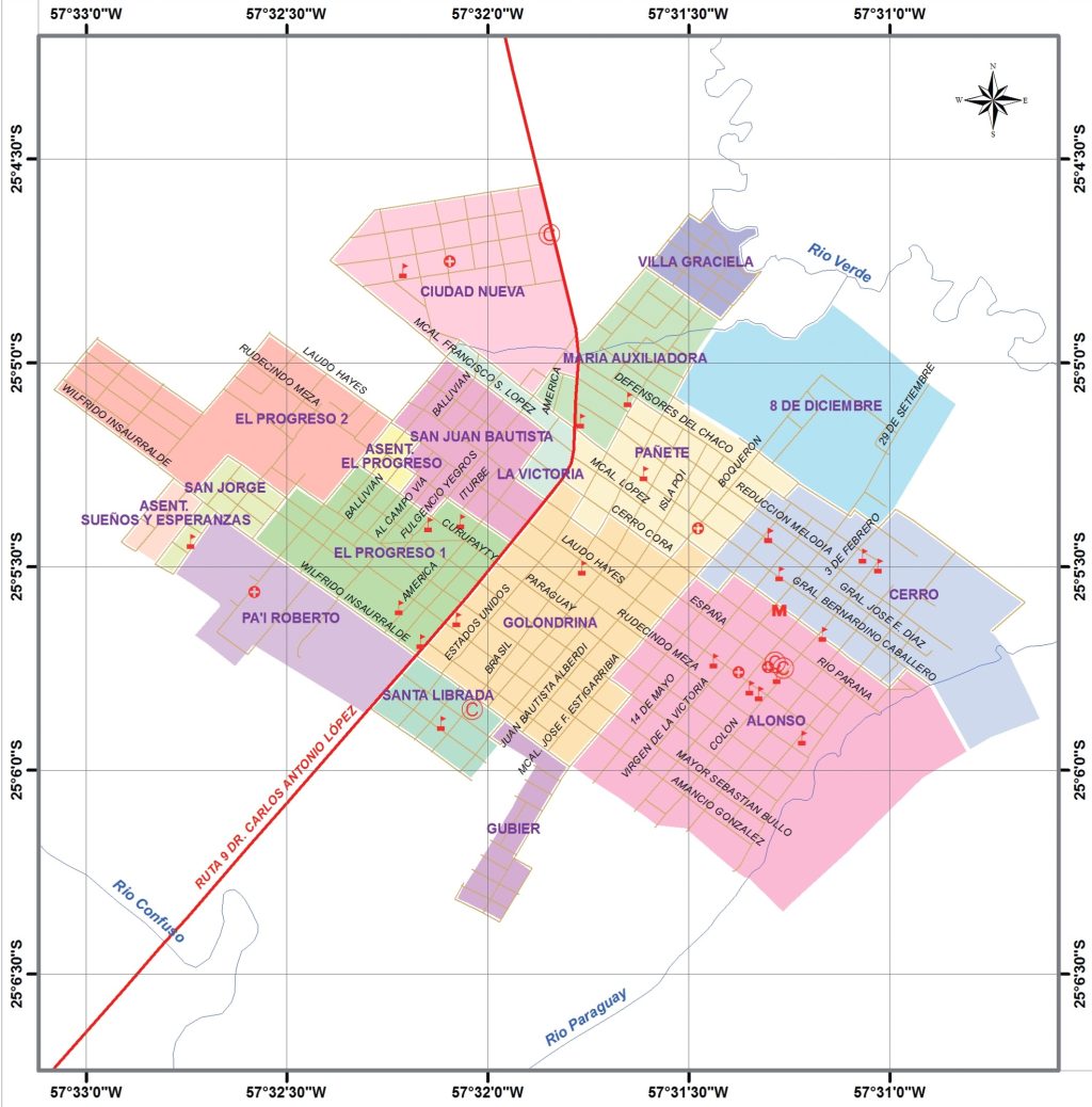 Plano de la ciudad de Villa Hayes.