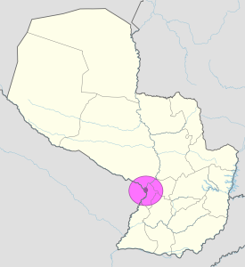 Mapa de ubicación de la ciudad de Asunción en Paraguay.