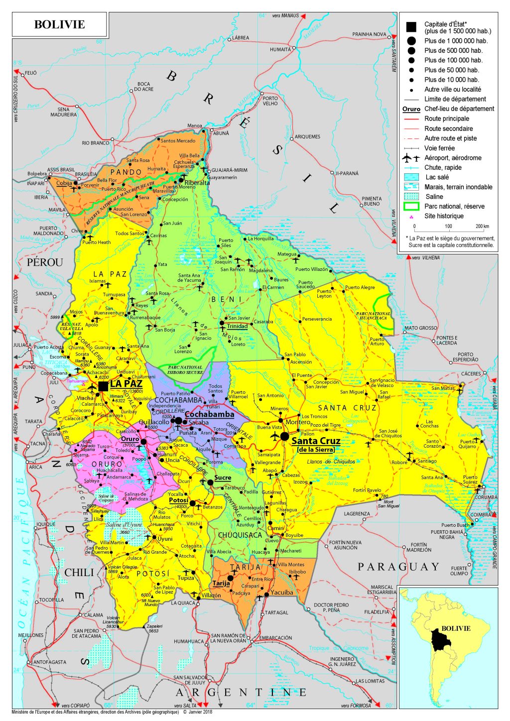 Mapa de Bolivia.