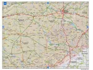 Mapa de carreteras de Castilla y León hoja numero 11.