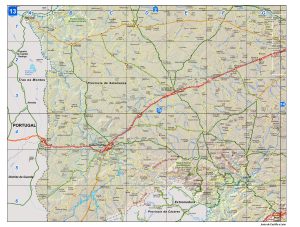 Mapa de carreteras de Castilla y León hoja numero 13.