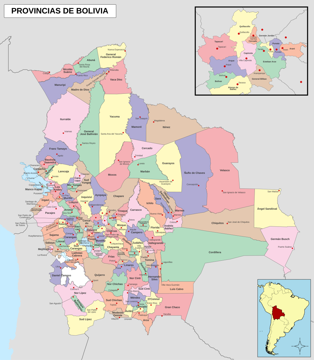 Mapa de las provincias de Bolivia.