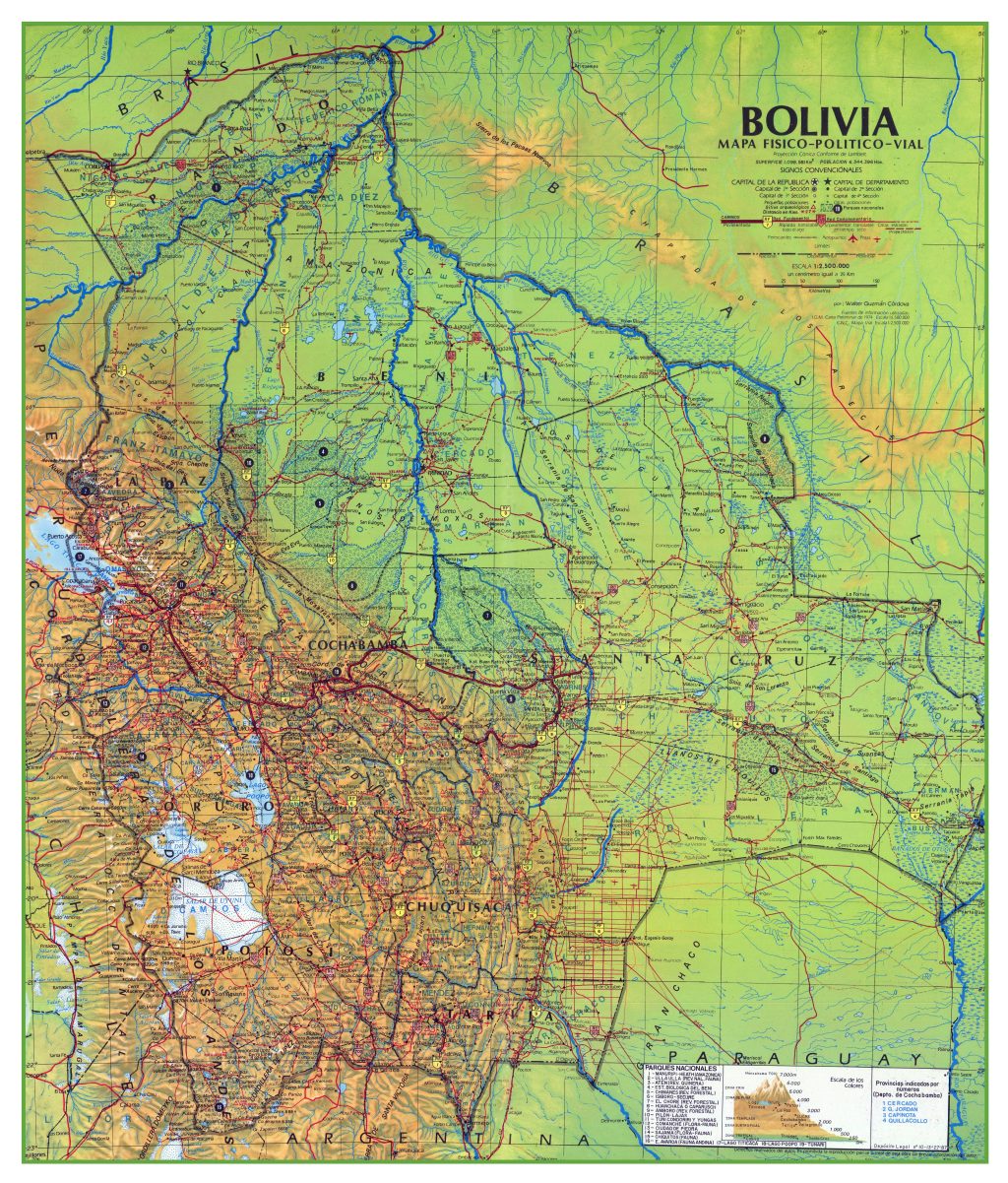 Mapa físico de Bolivia - Galería de mapas