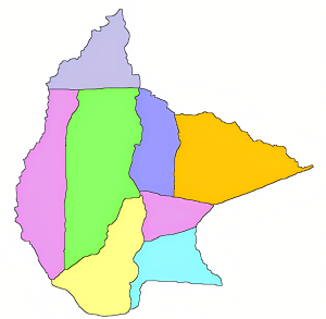 Mapa mudo coloreado del departamento del Beni.
