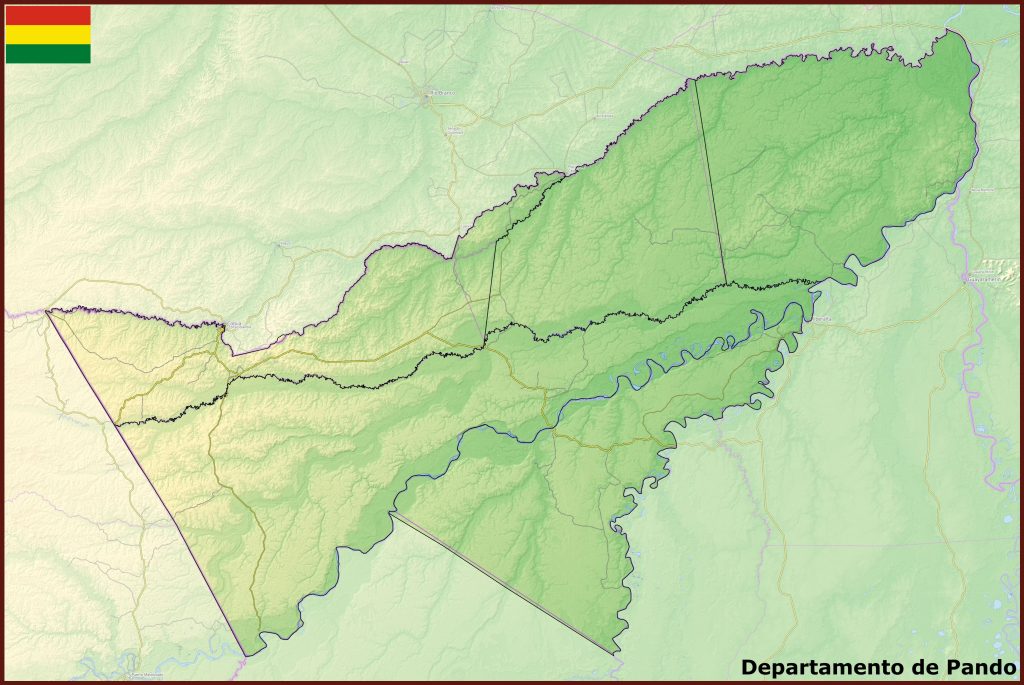Mapa físico del departamento de Pando.