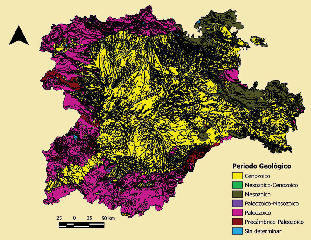 Mapa geológico de Castilla y León.
