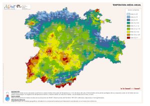 Temperatura media anual en Castilla y León.