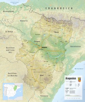 Mapa físico de Aragón