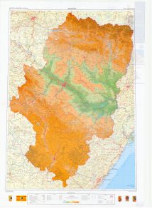 Mapa físico de la Comunidad Autónoma de Aragón.