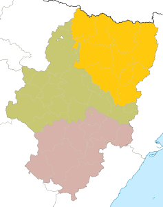 Mapa mudo de las provincias de Aragón.