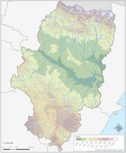 Mapa topográfico en blanco de Aragón.