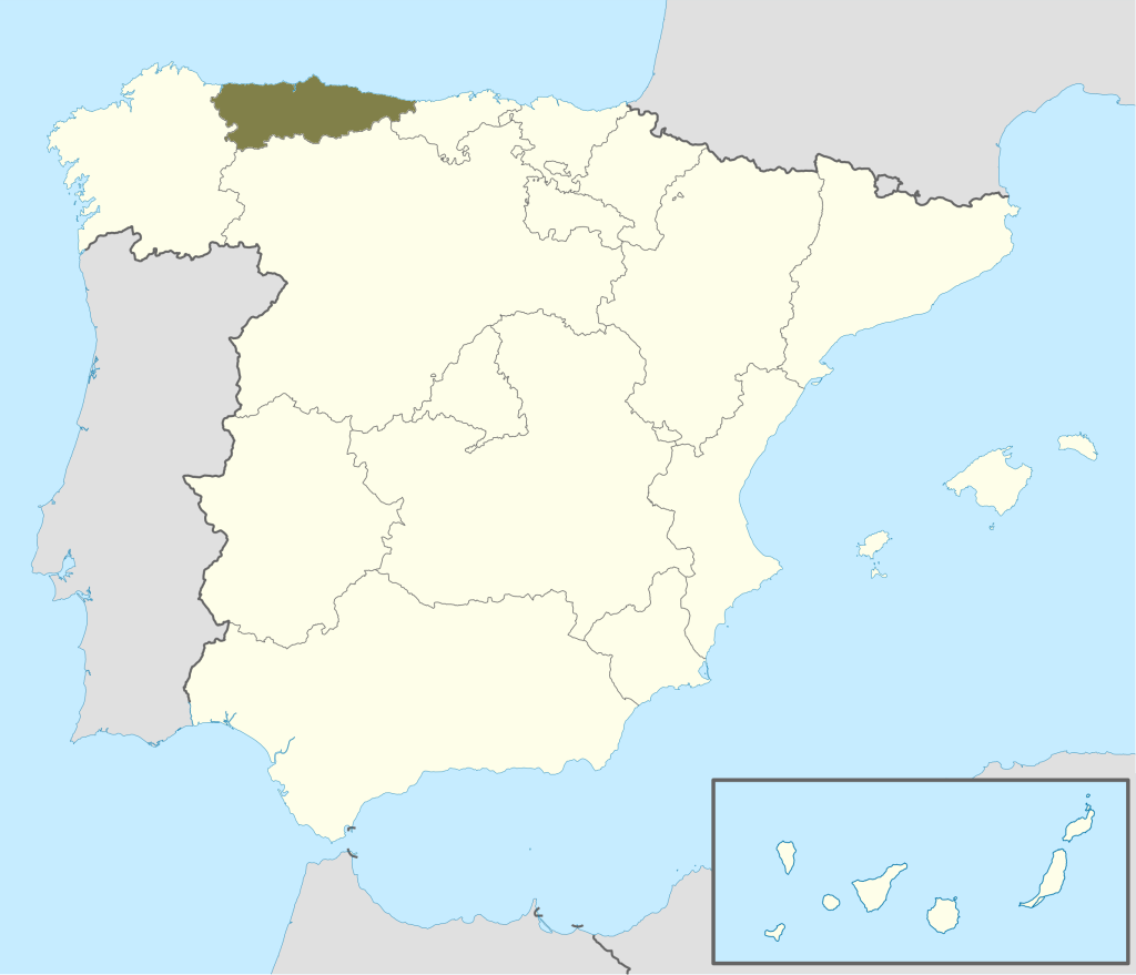 Mapa de ubicación de Asturias.