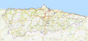 Mapa en relieve sombreado de Asturias.