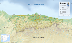 Mapa físico de Asturias