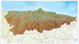 Mapa físico del Principado de Asturias.