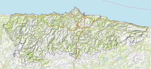 Mapa topográfico de Asturias.