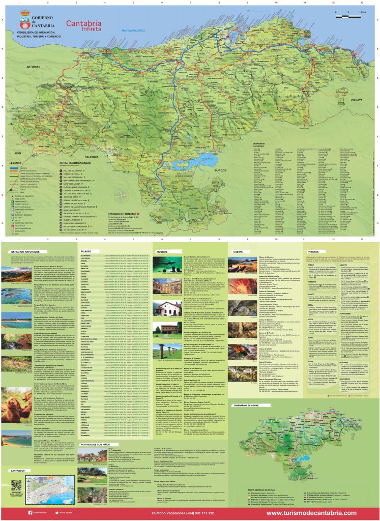 Mapa turístico de Cantabria.