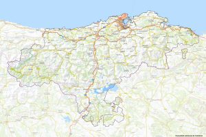 Mapa en relieve sombreado de Cantabria.