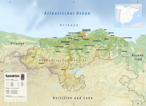 Mapa físico de Cantabria