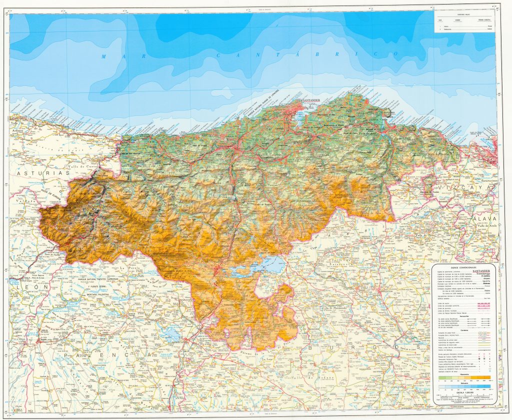 Mapa de Cantabria.