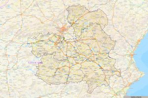 Mapa en relieve sombreado de Castilla-La Mancha.