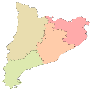 Mapa mudo de las provincias de Cataluña.