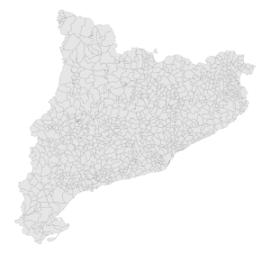 Mapa mudo de los municipios de Cataluña.